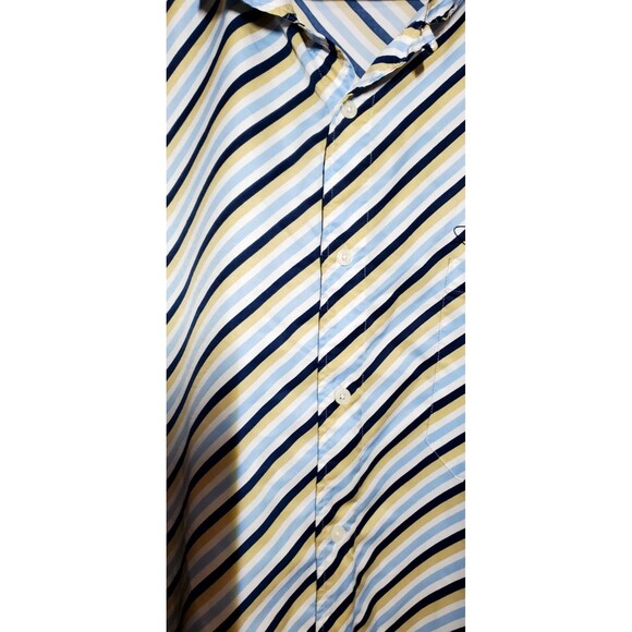 3XL Striped Button Down Shirt White Blue Gold, Fubu x Sean John, Embroidered - Picture 9 of 14